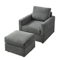 thumbnail image 4 of Updated Classic Corduroy Chaise Lounge, Comfy Sofa Chaise Couch Chair, Upholstered Accent Chair with Ottoman for Living Room -GREY, 4 of 8