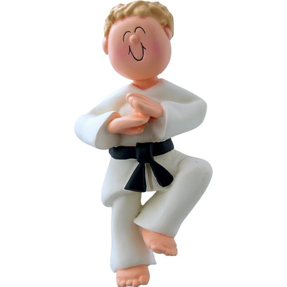 Karate Male Blonde Personalized  Christmas Ornament DO-IT-YOURSELF