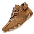 thumbnail image 2 of Men Lace-Up Casual Boots, Men's Casual Ltalian Handmade High Top High Boots Leather Outdoor Walking Sneakers Slip-On Lightweight Non-Slip Waterproof Driving Chukka Boots, Brown 9, 2 of 4