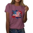 thumbnail image 5 of Busydd 4th of July Women's Tops Stylish American Flag Print Independence Day Tees Casual Round Neck Short Sleeve T Shirts for Women Comfy Summer Tops L, 5 of 7