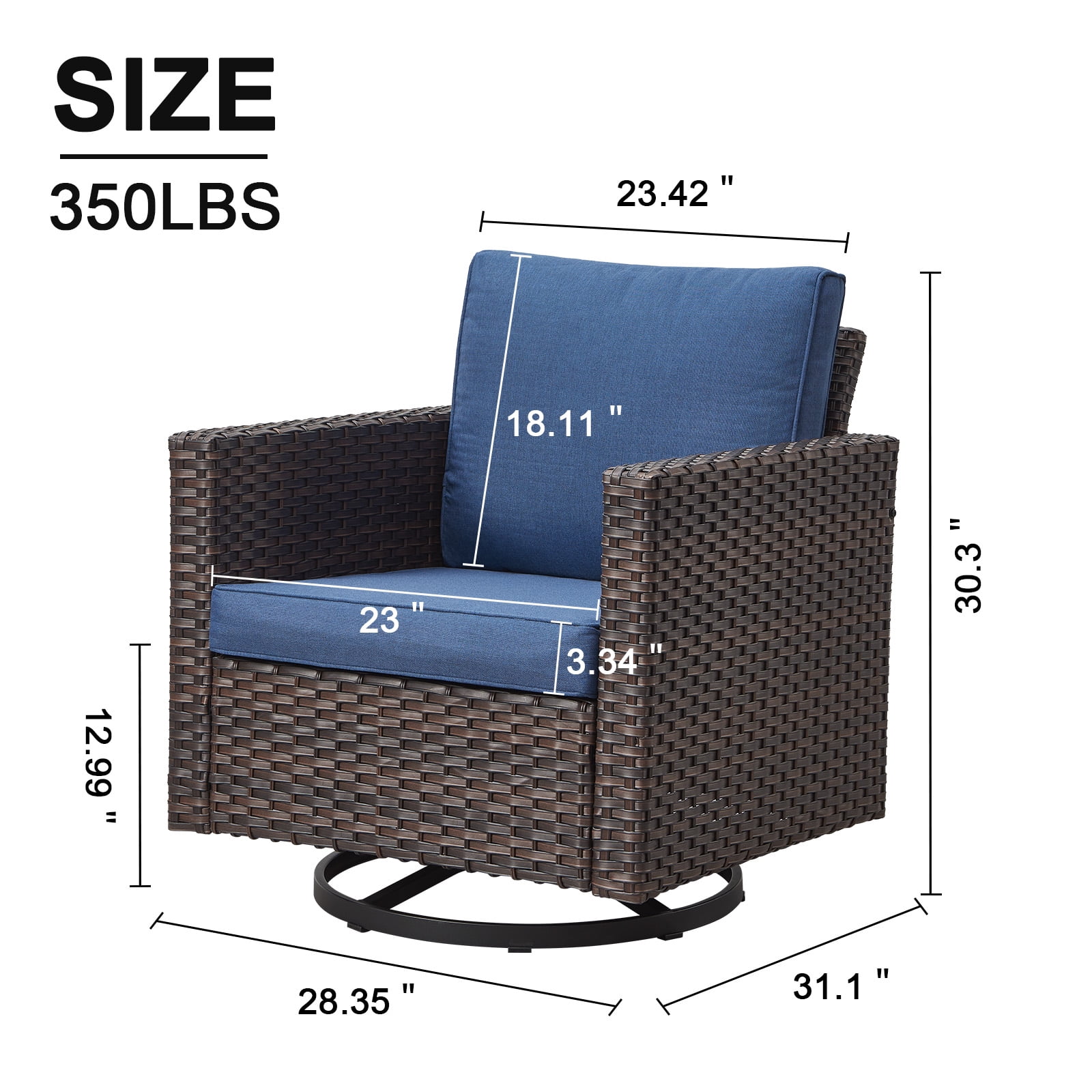 POCASSY Patio Wicker Rattan Swivel Rocking Outdoor Lounge Accent Chair (Set of 2)