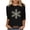 Black, variant on Women's Round Neck Holiday Blouse Three Quarter Sleeve Featuring a Christmas Snowflake Design Tees Tshirts Tops My Items