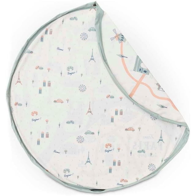 Play & Go - Motif Carte de Paris - Tapis de Jeu 3-en-1 - Sac de Rangement et Sac à Couches - Amusant et Interactif pour Enfants - Diamètre 140 cm - Convient aux Nouveau-nés et Tout-petits - Facile à T