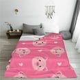 thumbnail image 5 of Honeii Cartoon Pigs and Hearts Print Fleece Blanket - Throw Blanket for Bed, Sofa, Couch, Camping, and Travel , Microplush Ultra Soft Warm Blanket-40"x30", 5 of 7