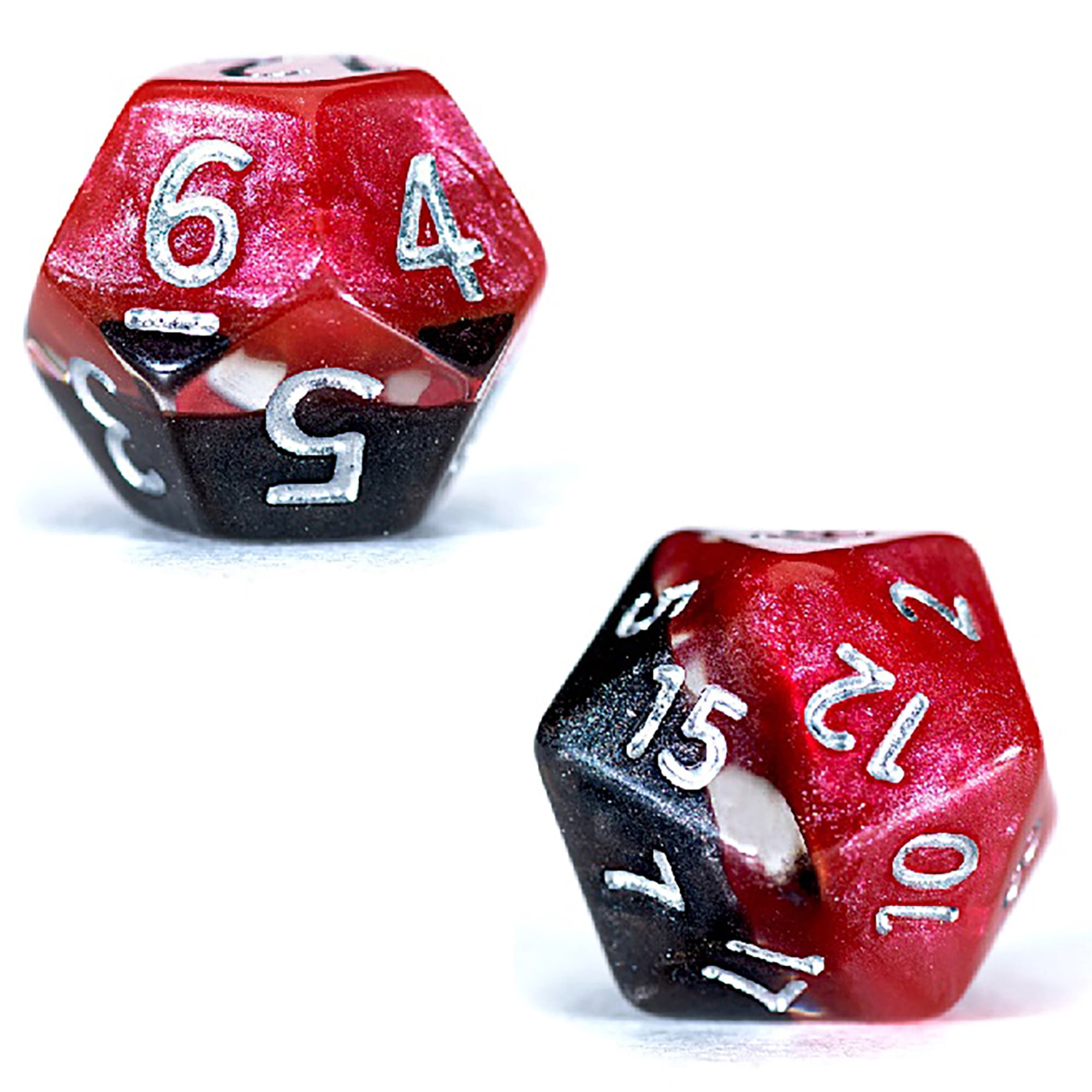 Mighty Tiny Dice: Lava Rocks - 7 pc - RPG Dice Set, Black-Clear-Red, 3-Layer Supernova Style,12mm Resin Dice