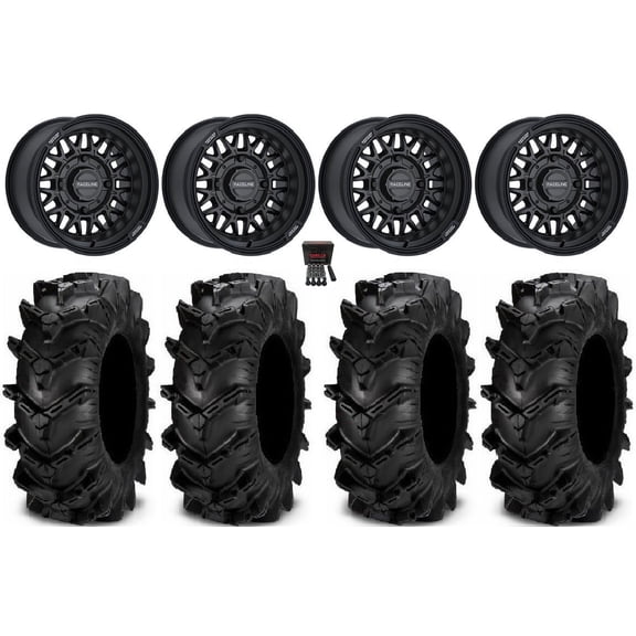 Raceline Omega 14" Wheels Black 28" Cryptid Tires Sportsman RZR Ranger