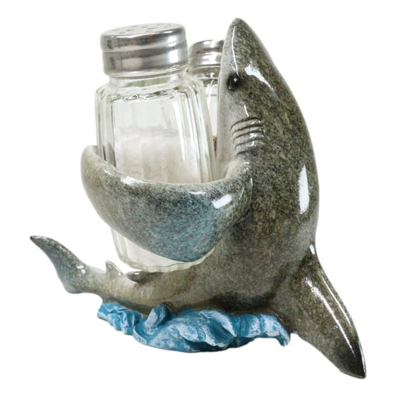 Sea Ocean Marine Apex Predator Great White Shark Salt And Pepper Shakers Holder