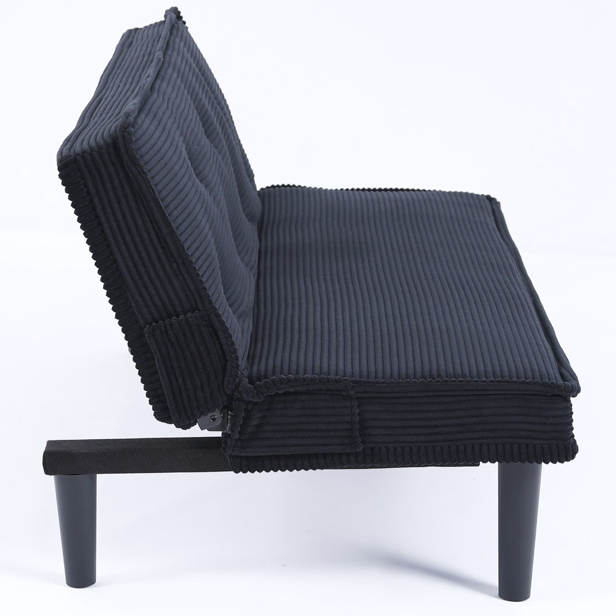 MAYEERTY 66" Corduroy Sofa Bed Modern Sleeper Couches Sofas Loveseats for Living Room, Apartment and Bedroom, Black
