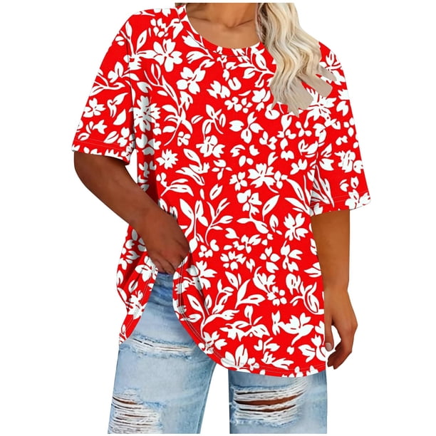 Camisetas de Manga Larga de las Mujeres Cuello Redondo Impreso Primavera Verano Base Camiseta Casual Poliéster Ligero Suave Cómodo