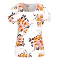 thumbnail image 2 of SMihono Hauts pour Femmes Été Mode Décontractée Col Montant Imprimé Pétale Manches Courtes - T-Shirts Grande Taille, 2 of 7
