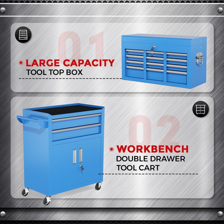 Mobile 2-in-1 Large Capacity Tool Chest & Cabinet, 8-Drawer Big