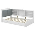 thumbnail image 6 of Wood Twin Size platform bed with Storage Headboard, Shelves and 2 Drawers(White), 6 of 12