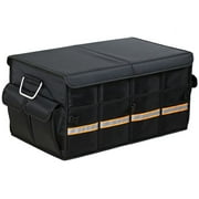 Car Trunk Organizer - Collapsible Trunk Organizer with Foldable Cover Aluminium Alloy Handle Reflective Strip for Auto, SUV, Truck, Minivan