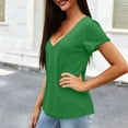 thumbnail image 5 of Ahabrexf Women's Short Sleeve Shirts for Women Casual V Neck Polyester Spandex Blouse Tops, 5 of 5