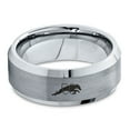 thumbnail image 2 of Tungsten Dog Hurdling Jumping Through Obstacles Band Ring 8mm Men Women Comfort Fit Gray Step Bevel Edge Brushed Polished, 2 of 4