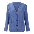 thumbnail image 2 of Fall Jackets Coats Cardigan Sweaters for Women, Long Sleeve Open Front Cardigans Chunky Knit Draped Sweaters Outwear Blue, 2 of 9