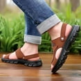 thumbnail image 5 of CQONEPT Men's Leather Slip-On Sandals Retro Two-Strap Buckle Design Anti-Slip Sole Comfortable Casual Slides for Walking Beach Indoor & Outdoor Brown Size 8.5, 5 of 8