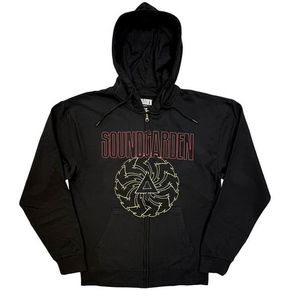 Soundgarden Unisex Zipped Hoodie Sweatshirt Spiral & Logo (Black)
