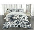 thumbnail image 3 of Ambesonne Rustic Quilted Bedspread Set 3 Pcs, Botanical Southwestern Cow, King Size, Dark Blue Grey and White, 3 of 5