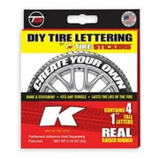Tire Sticker 9766020104 Letter K Tire Stickers & Film, White - Pack of 4