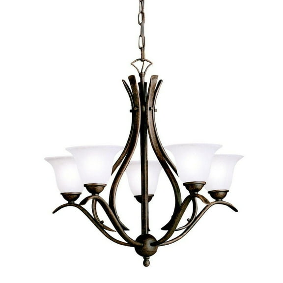 2020TZ Kichler Lighting Dover - 5 light Chandelier with White Glass Shades - with Transitional inspirations - 23 inches tall by 24 inches wide-Tannery
