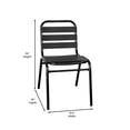 thumbnail image 5 of BizChair 7 Piece Commercial Outdoor Patio Dining Set with 60" Glass Patio Table, 4 Black Triple Slat Chairs and 2 Black Triple Slat Chairs with Arms, 5 of 11