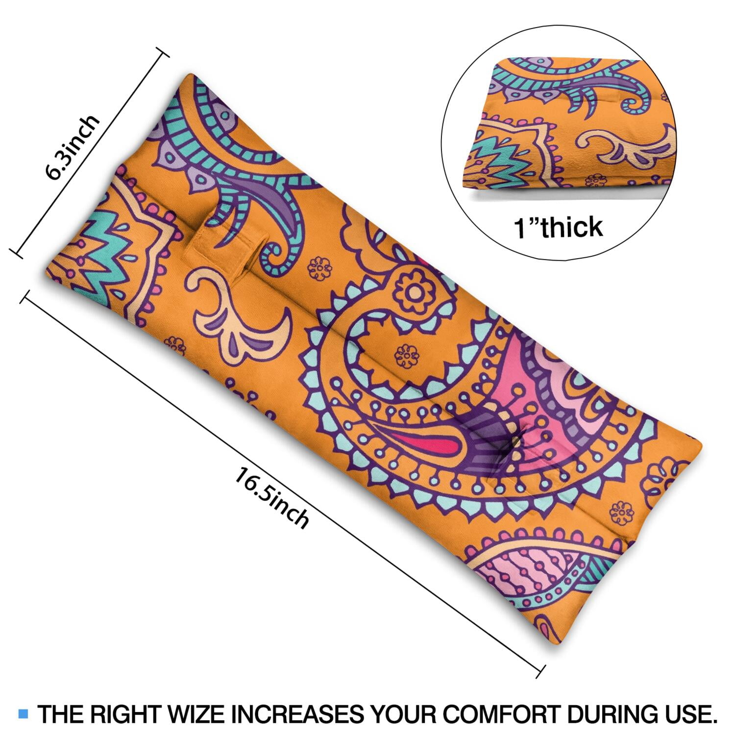 Boho Elegant Paisley Seatbelt Pillow - Post-Surgery Recovery Cushion for Mastectomy & Chest Procedures - Plush Geometric Car Pillow