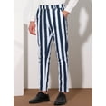 thumbnail image 2 of Unique Bargains Men's Striped Pants Business Skinny Fit Color Block Trousers 28 Blue White, 2 of 6