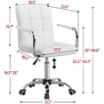 thumbnail image 5 of White Modern Faux Leather Mid-Back Swivel Office Chair with Armrests and Wheels, 5 of 5