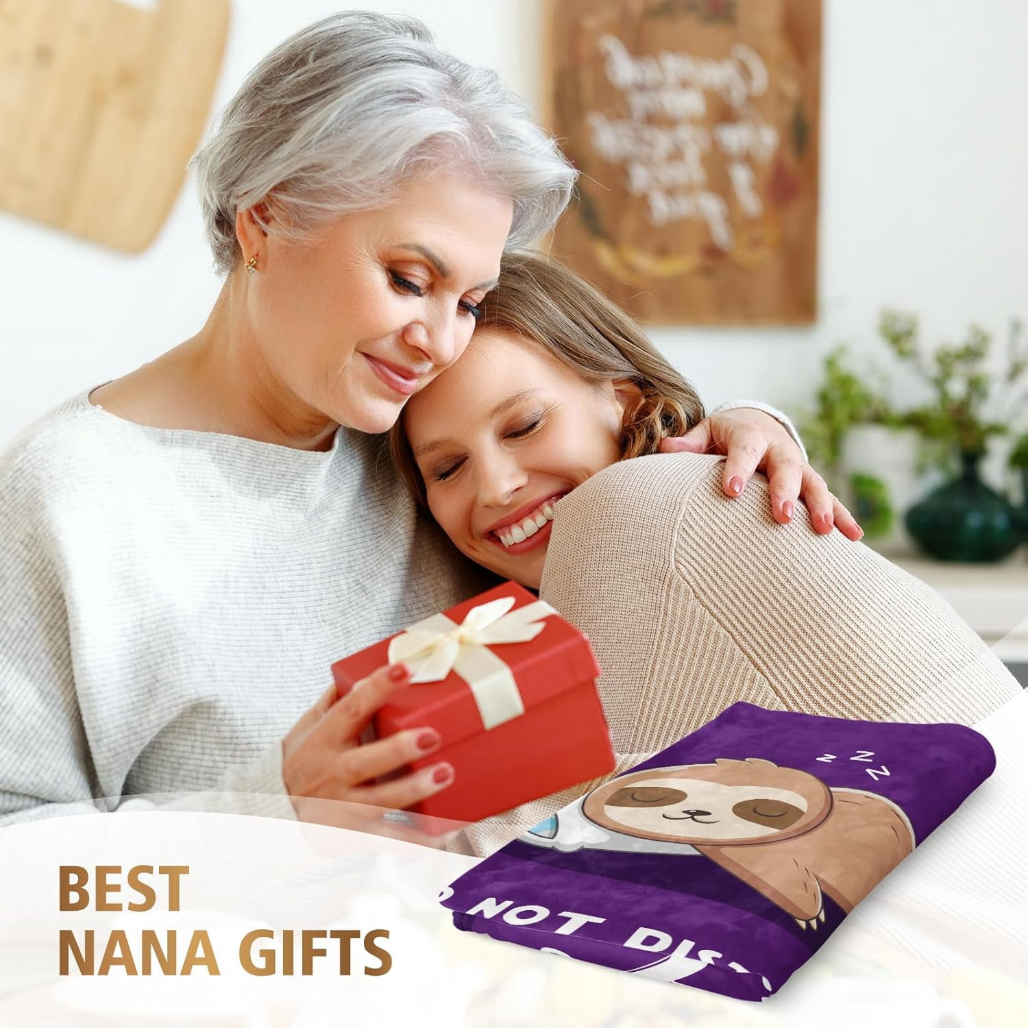 Funny Nana Gifts for Christmas, Nana is Charging Sloth Blanket, Nana Birthday Gifts, Gifts for Nana from Grandkids for Mothers Day, Soft Sloth Throws Blankets for Nana