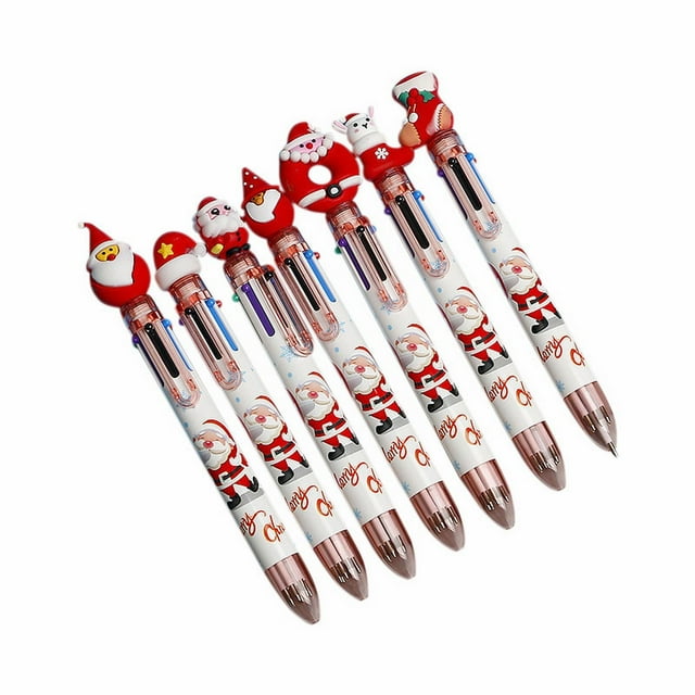 TIELUTT Christmas Tree Santa 6 Colors Cartoon Cute Ballpoint Pen for Students Christmas Thank You Pens Color Highlighters Set Custom Made Pens Bulk Color Pen Set Disposable Pens Bulk