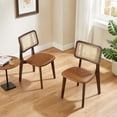 thumbnail image 5 of Art Leon Mid Century Dining Chairs Set of 2, Genuine Leather Rattan Cane Back with Ash Frame, Brown, 5 of 7