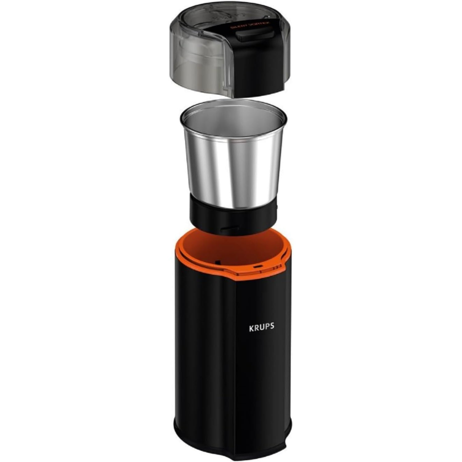 Silent Vortex Electric Coffee Grinder: 3 oz Capacity, 5x Quieter, 175W Motor for Coffee Beans, Spices & Herbs - Removable Dishwasher-Safe Bowl, 12-Cup Yield, Black