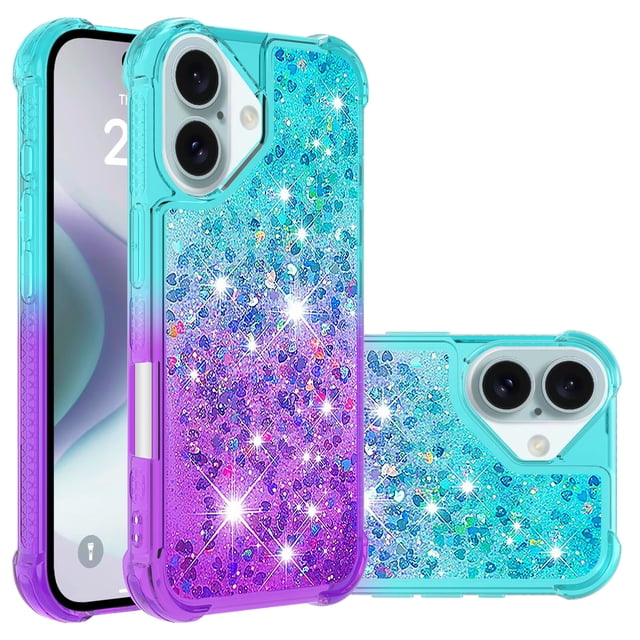 Funda para iPhone 16 Plus Transparente con Brillos Carcasa Protectora Antigolpes con Glitter Brillante