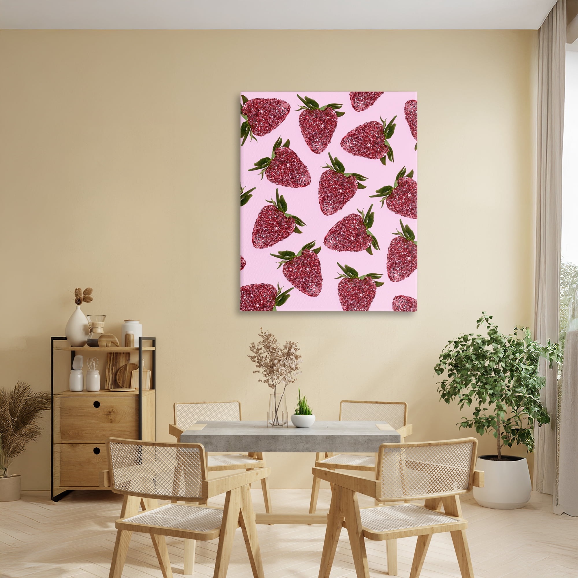 Stupell Industries Glimmer Strawberry Pattern Canvas Wall Art, design by LISH Creative