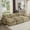 Tan, variant on Oversized Modular Cushion Sofa, Portable Ottoman, L-Shaped Corner Low Back Deep Seating Spacious Sofa Setfor Home Apartment Living Room Set, Green Corduroy