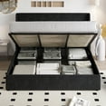thumbnail image 3 of Einfach King Size Lift up Platform Storage Bed Frame with Velvet Upholstered Wingback Panel Headboard, Black, 3 of 10