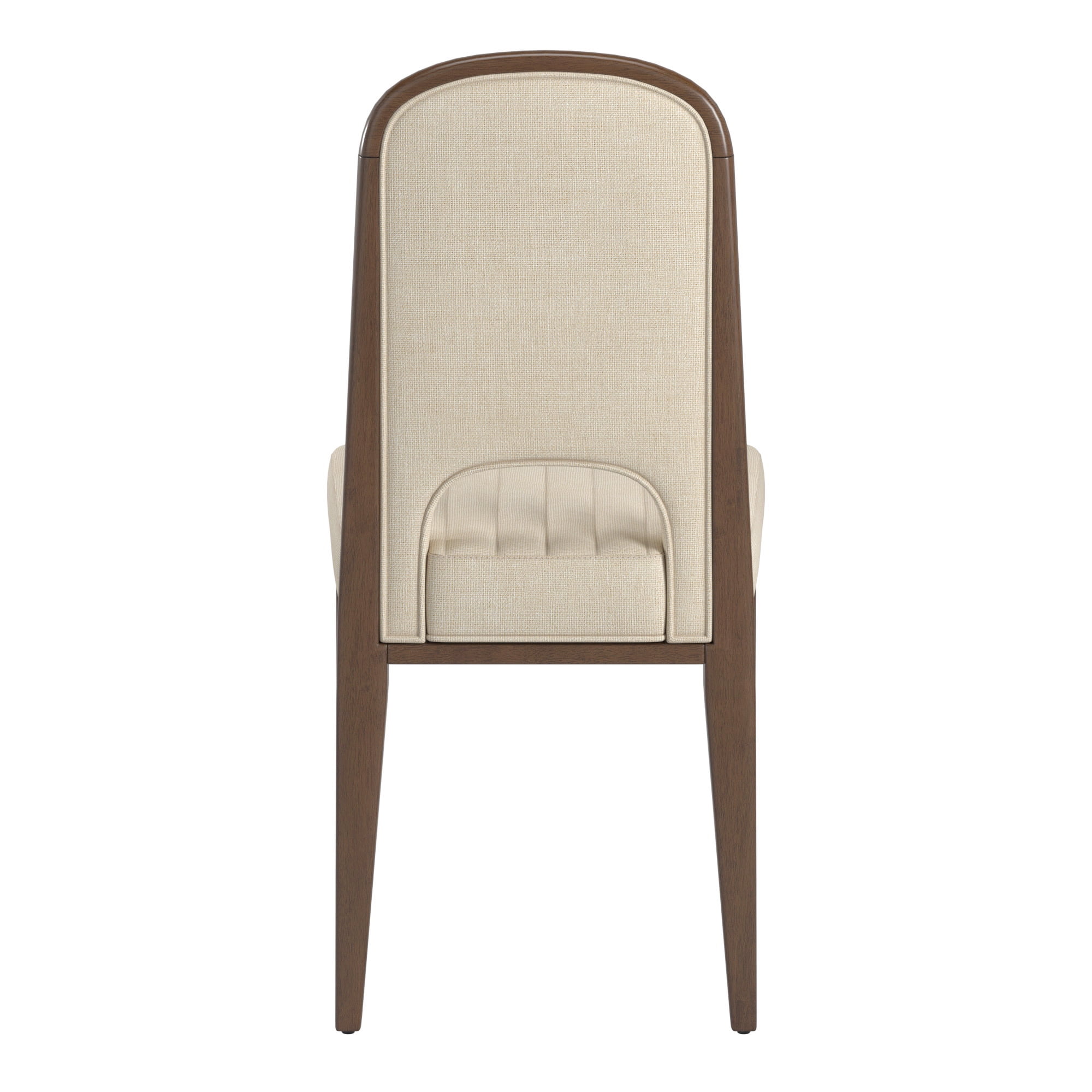 Weston Home Alta Wood Finish Cream Fabric Channel Stitching Dining Chair, Set of 2, Walnut