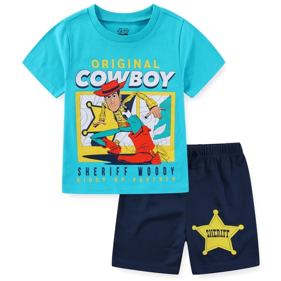 Disney Toy Story Woody Short Sleeve T-Shirt and Mesh Short Set (Boys), 2 Piece Set, Sizes 2T-7