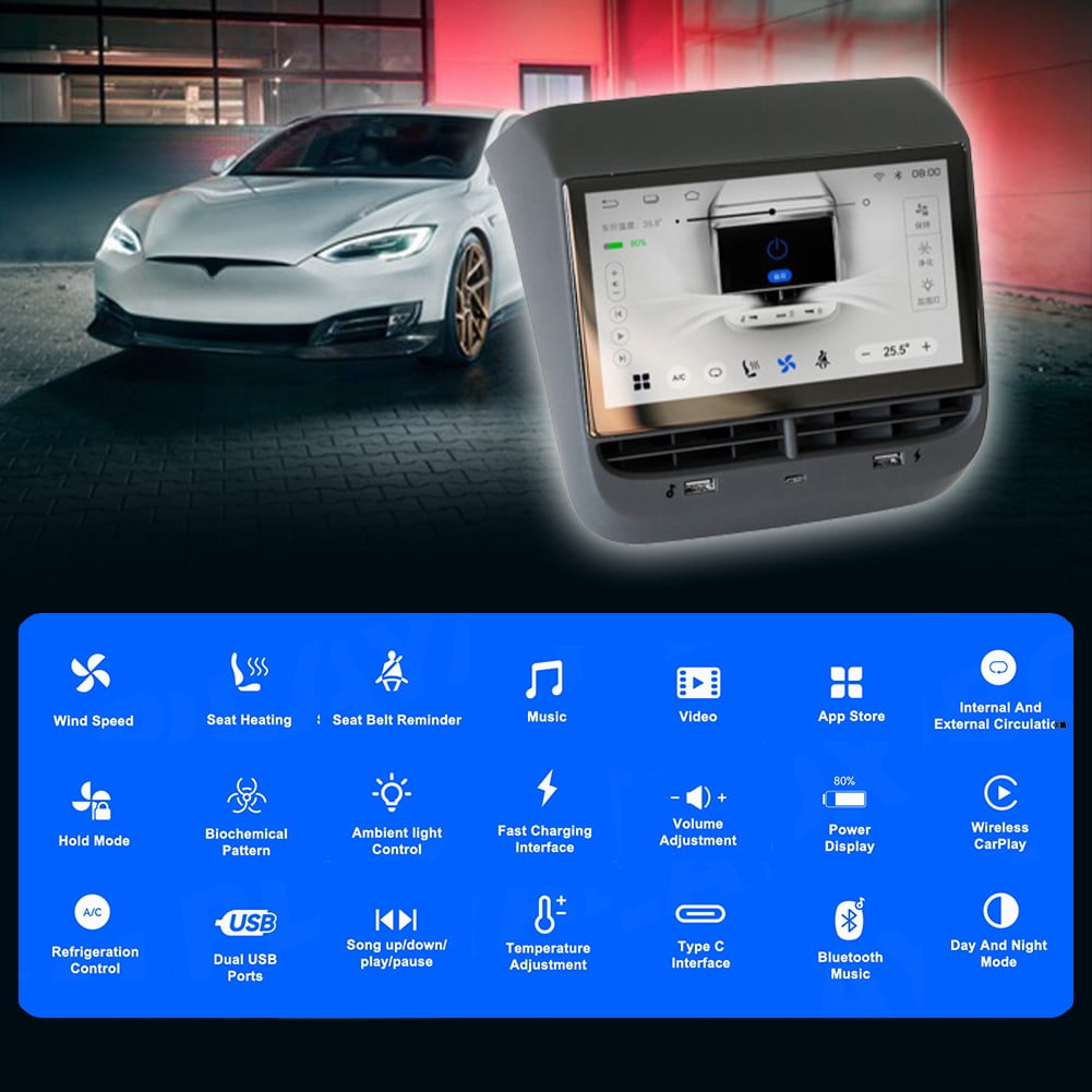 FuleTesla Rear Seat Screen for Tesla Model 3/Y 20192023, 7inch IPS Touchscreen Provides Rear