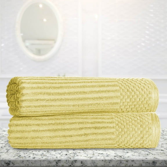 Premium Absorbent Cotton Bath Sheets Set, Golden Mist by Blue Nile Mills