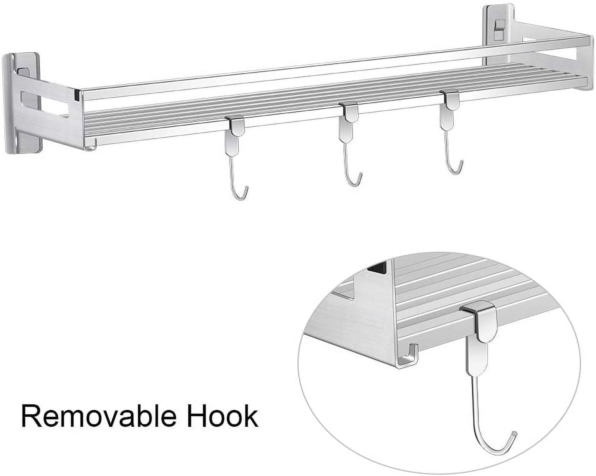Modern 304 Stainless Steel Chrome Bathroom Towel Rack Shelf with 3 Hooks