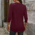 thumbnail image 5 of Womens Tunic Tops Dressy Casual Long Sleeve Henley V Neck Shirts for Women Button Up Blouse Wine 2XL, 5 of 9