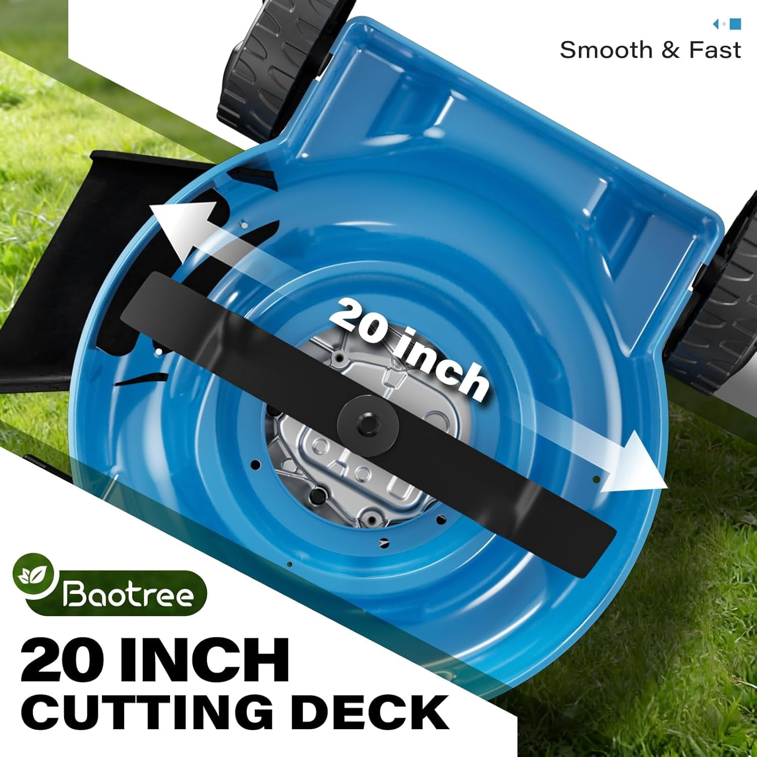 Gas Powered Push Lawn Mower, 20-Inch Cutting Deck, 144cc 4-Stroke Engine, 2-in-1 Side Discharge & Mulching, Lightweight Design for Small Yards Under 1/4 Acre