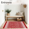thumbnail image 3 of ODIKA 4'x6' Machine Washable Non-Slip Area Rug, Nordic Snowflake with Festive Pine Sprig Motifs High Traffic Rug, Red, 655945, 3 of 7