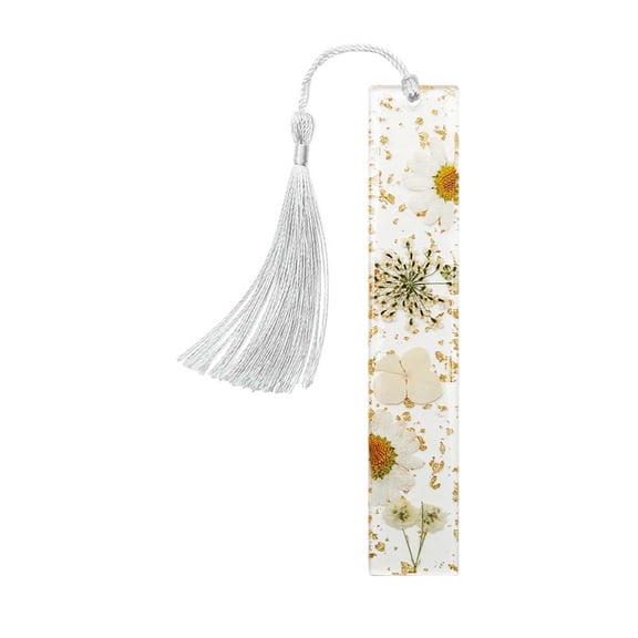 WMGHA Dried Flower Resin Bookmarks Handmade Transparent Floral Dried Flower Page Marker with Colorful Silky Tassel,Elegant Pressed Floral Page Markers,Reading Accessories Gift (Vintage Design)