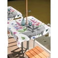 thumbnail image 2 of Outdoor Tablecloths with Umbrella Hole & Zipper, Pink Flowers Yak 54x54 Inch Square Tablecloths, Vintage Spring Floral Bathtub Watercolor Waterproof Table Cloth, Patio/Pool/Picnic Table Covers, 2 of 8