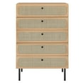 thumbnail image 4 of Modway Chaucer 5-Drawer Particleboard and Rattan Chest in Oak, 4 of 5
