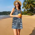 thumbnail image 3 of Balery Snowflake Vintage Pattern Vestidos de verano para mujer con estampado: vestido holgado sin mangas, vestido playero informal y cómodo para días calurosos., 3 of 7