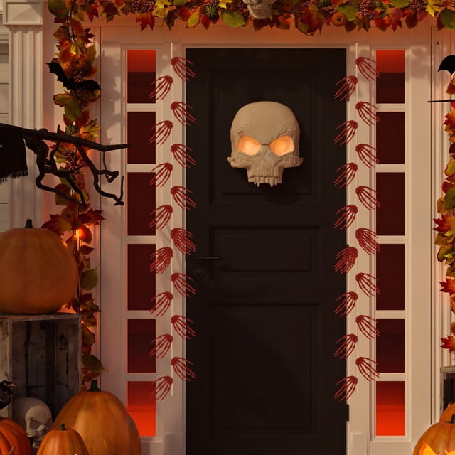 Decoraciones de Halloween, adornos de Halloween, regalos de Halloween, cortina de Halloween, colgante de cortina de puerta, colgante de calavera y palma, accesorios de diseño de escena de terror, ador